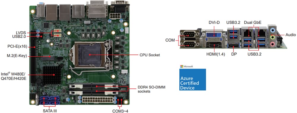 iBASE Technology MI999 10th Gen Intel Core Mini-ITX Motherboards